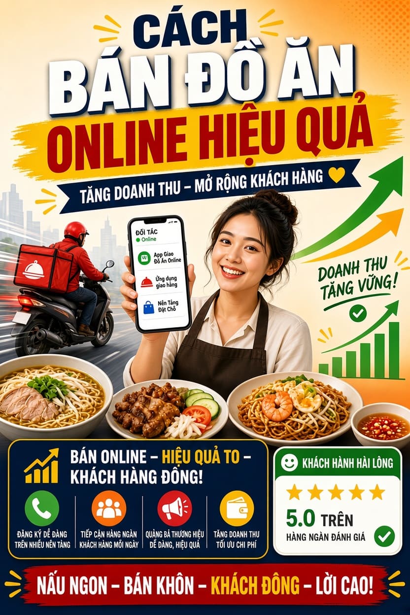 Cách Bán Đồ Ăn Online Trên App Hiệu Quả (GrabFood, ShopeeFood, Be) 