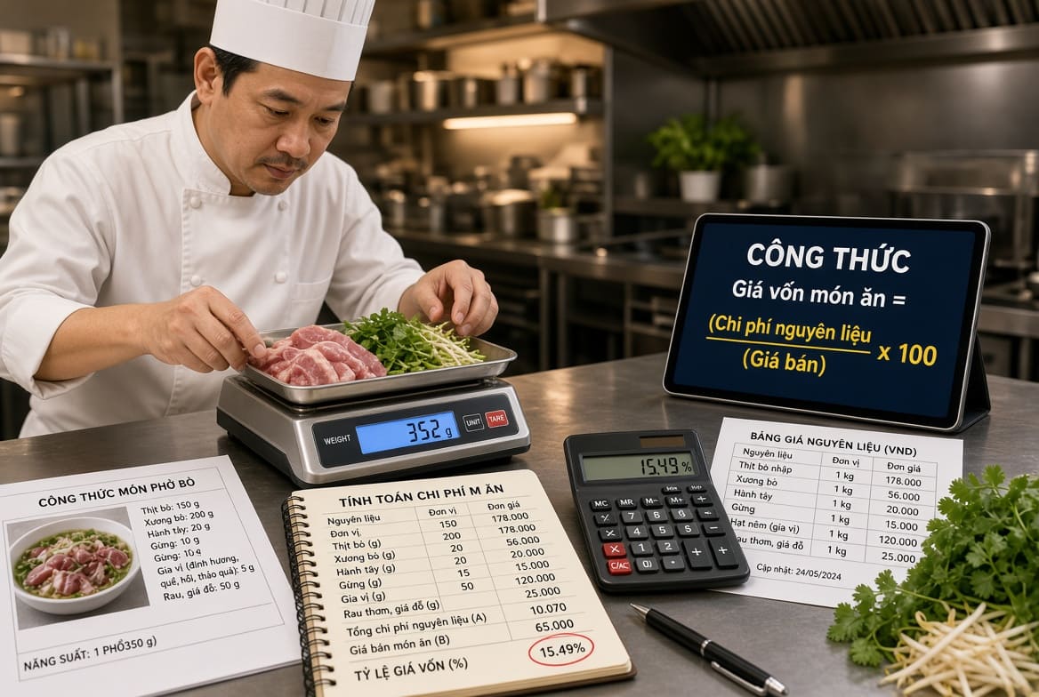 Cách Tính Giá Vốn Món Ăn (Food Cost) Chuẩn Cho Quán Kinh Doanh
